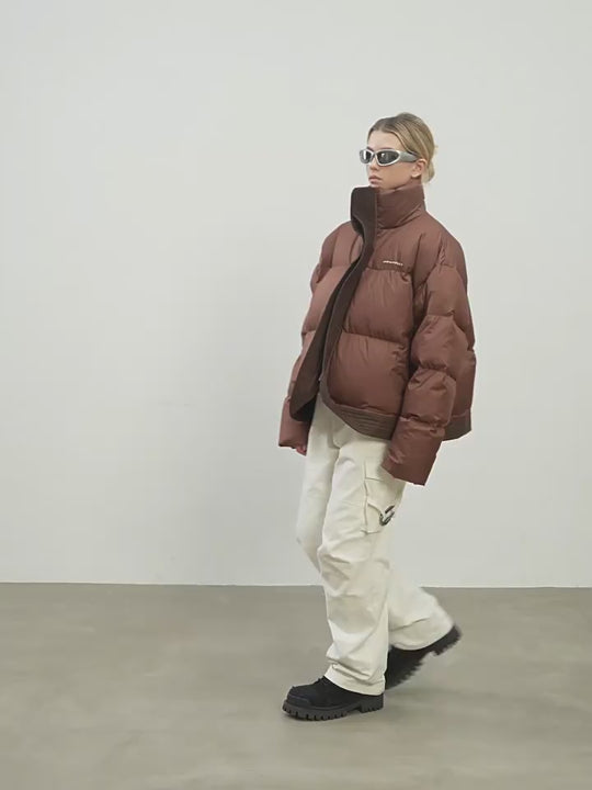 Harsh and Cruel Stand Up Collar Round Down Jacket