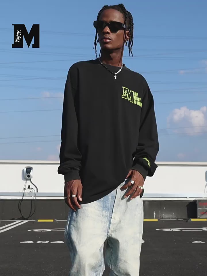 MEDM Logo 3D Embroidery Washed Long Sleeved Tee