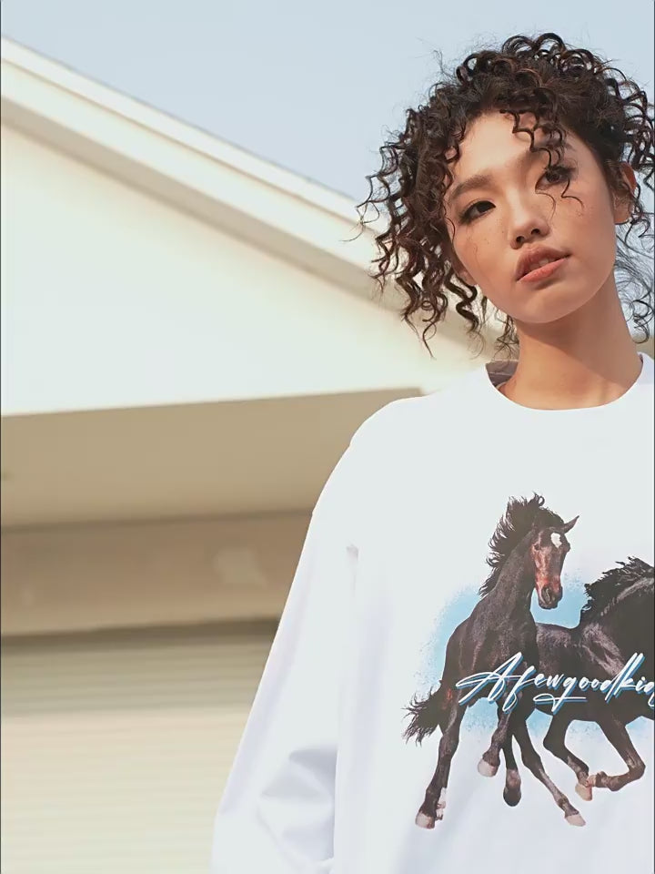AFGK Prancing Black Horse Long Sleeve Tee