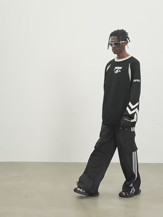 Harsh and Cruel Contrast Racing Knitted Sweater