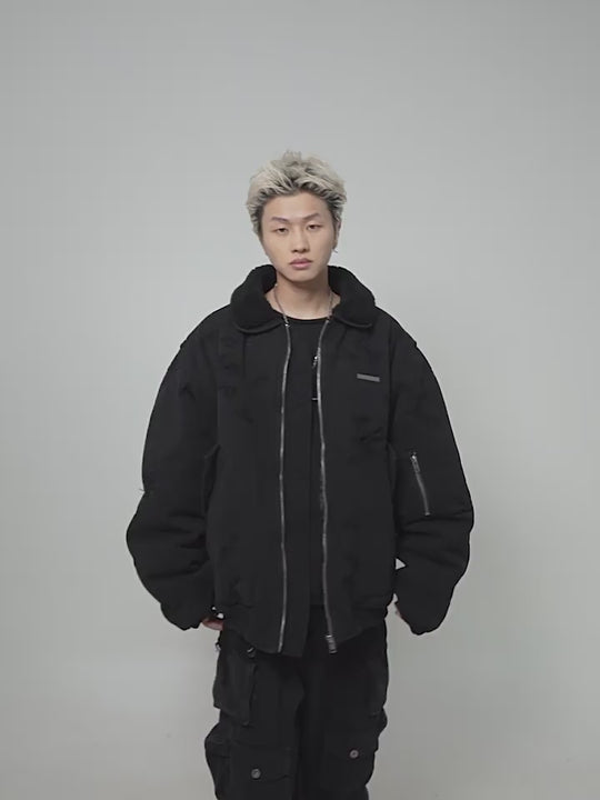 UNDERWATER Washed Destroyed Padded B-15 Jacket