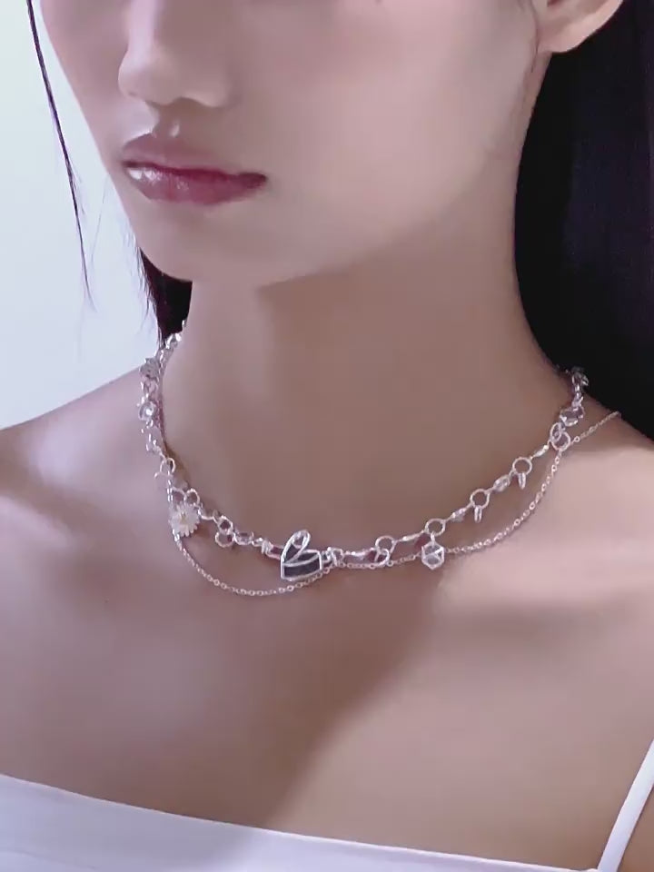 NboStore Zirconia Daisy couple Necklace | Face 3 Face