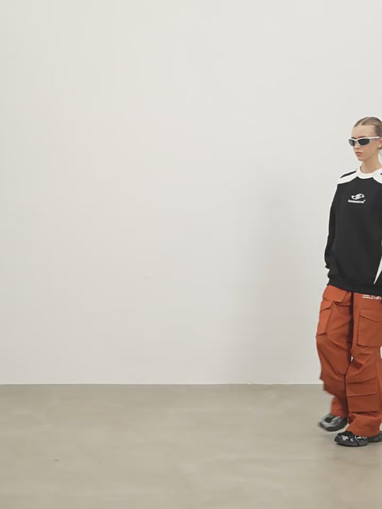 Harsh and Cruel Embroidered Logo Round Neck Sweater