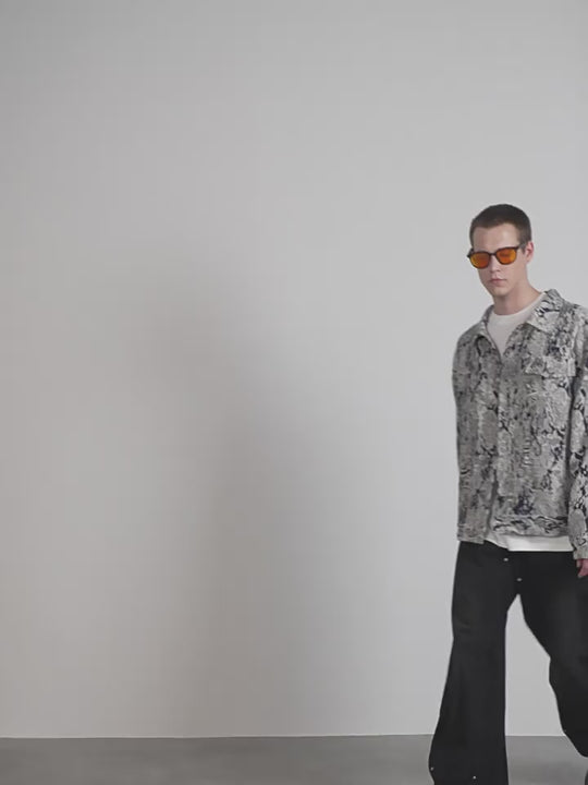 Harsh and Cruel Tie Dye Full Print Rose Jacquard Denim Jacket