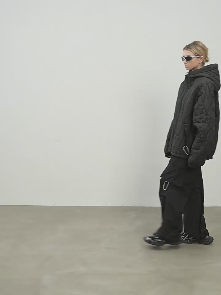 Harsh and Cruel Quilted Pattern Embroidered Logo Jacket