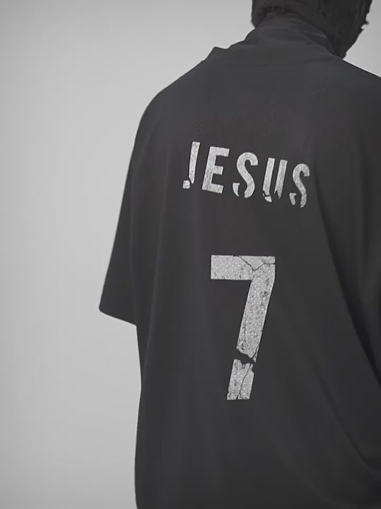 UNDERWATER Number 7 Cracked Aged Printed Mesh Jersey Tee