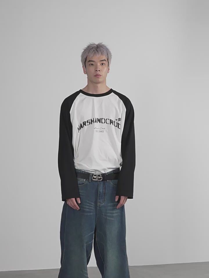 Harsh and Cruel 3D Twisted Wave Logo Distressed Washed Denim Pants