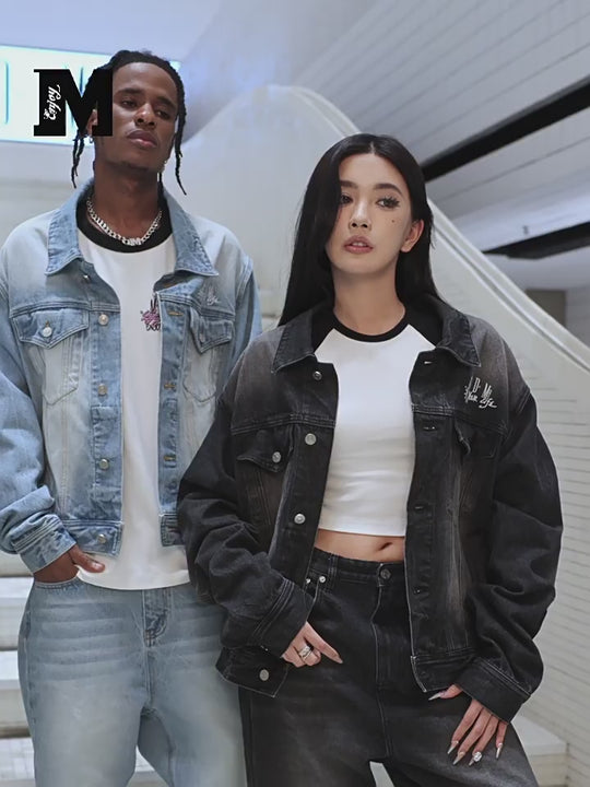 MEDM Letter Logo Loose Denim Jacket