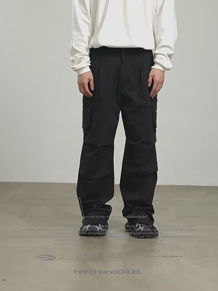 Harsh and Cruel Double Knee Pleated Contour Zip Work Pants