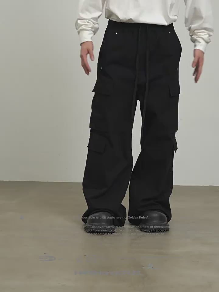 Harsh and Cruel Multi Pocket Workwear Wide Leg Trousers