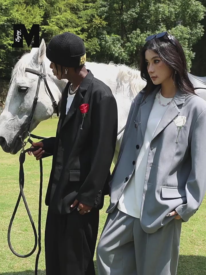 MEDM Zipper Wide Leg Suit Pants