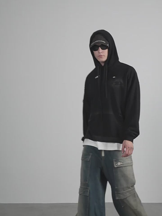 Harsh and Cruel Wash Damage Double Hooded Rope Hoodie