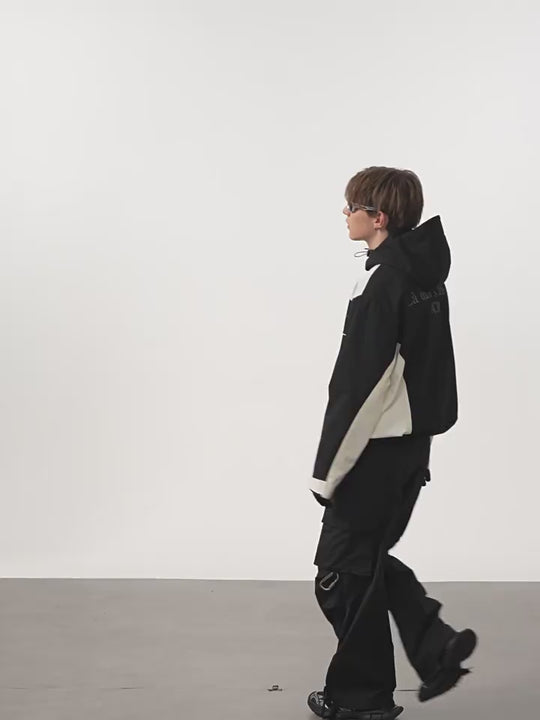 Harsh and Cruel Waterproof Contrast Splicing Hooded Jacket