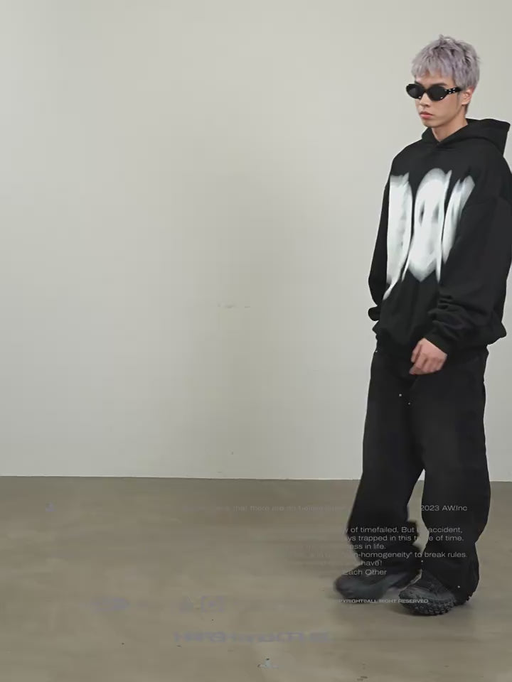 Harsh and Cruel Phantom Gothic Word Gradient Print Hoodie