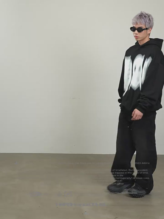 Harsh and Cruel Phantom Gothic Word Gradient Print Hoodie