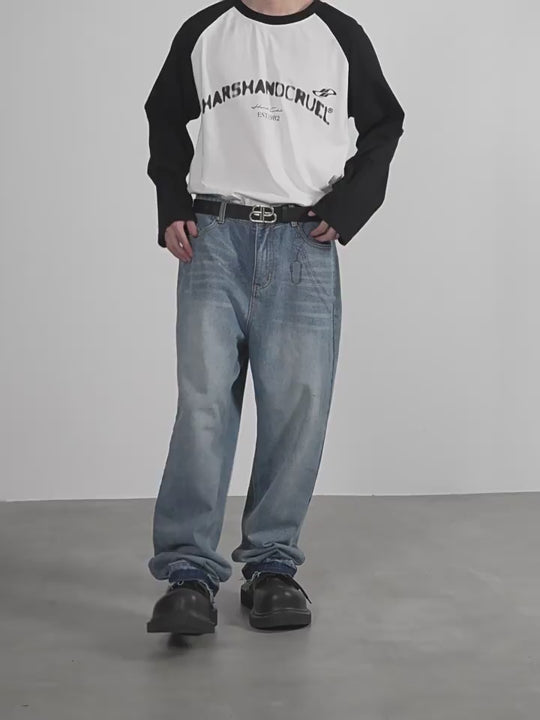 Harsh and Cruel Chain Washed Destruction Denim Pants