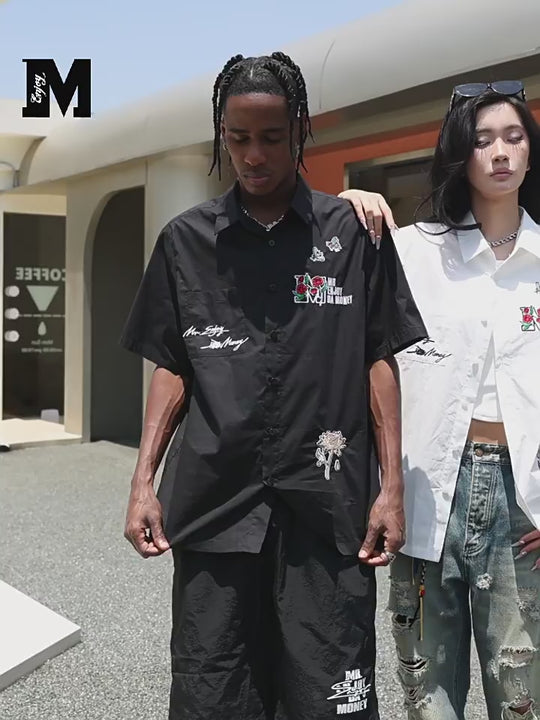 MEDM Rose Honey Embroidery Short Sleeved Shirt