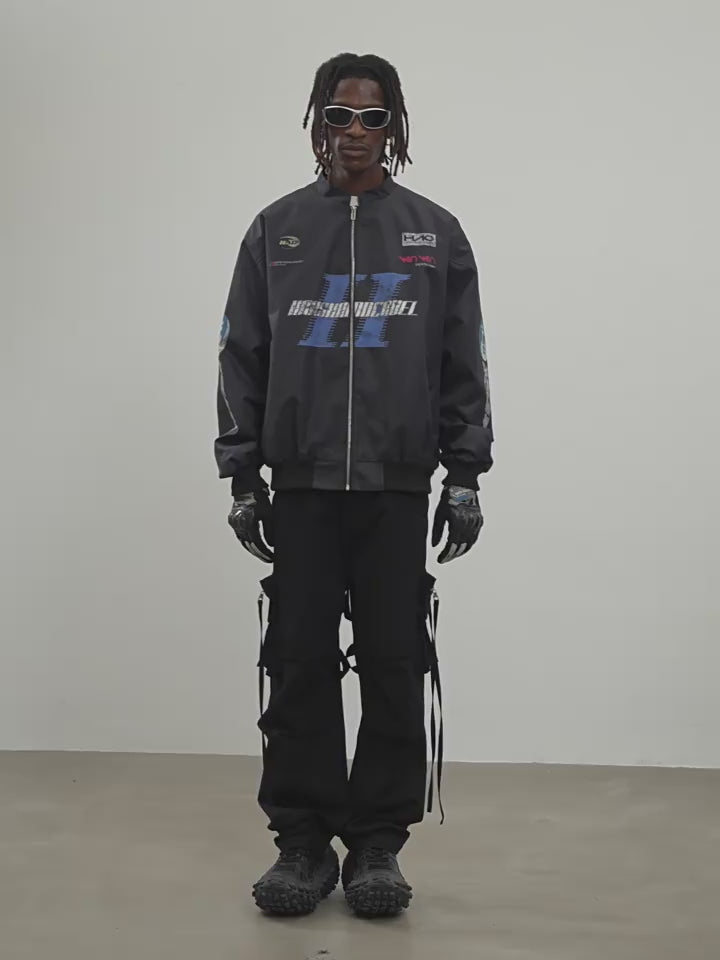 Harsh and Cruel Stand Up Collar Logo Racing Coach Jacket