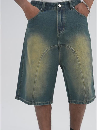 Harsh and Cruel Wash Distressed Frayed Denim Shorts