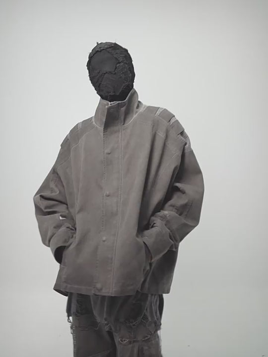 UNDERWATER Dirty Wash Scavenger Mesh Patchwork Bandage Jacket