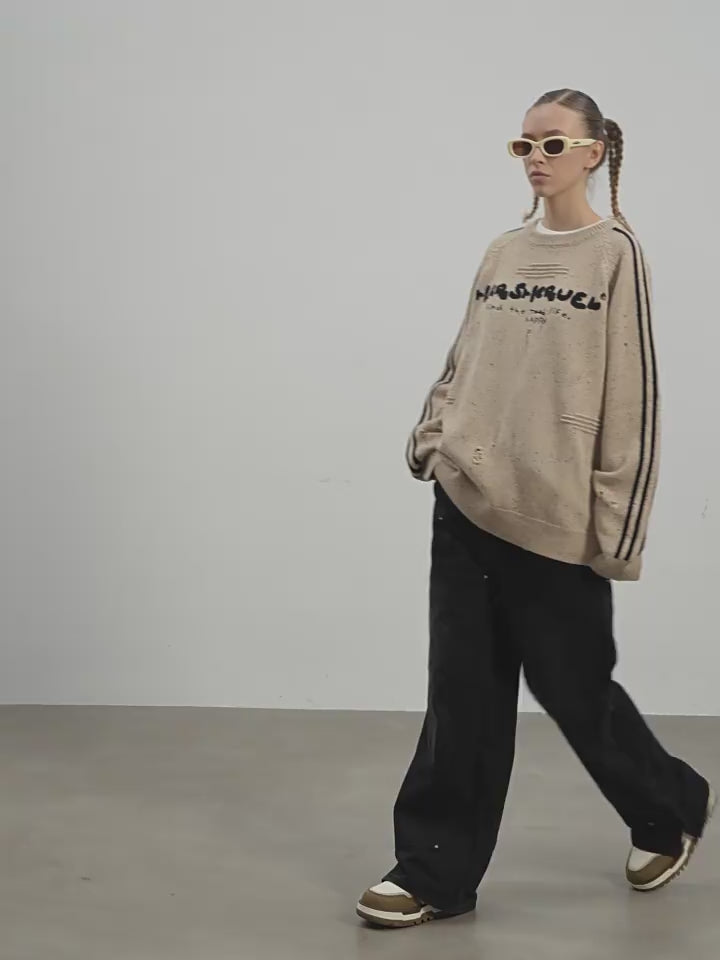 Harsh and Cruel Embroidered Knit Logo Sweater
