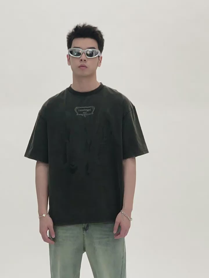 Harsh and Cruel Lost Angel Embroidered Foam Print Tee