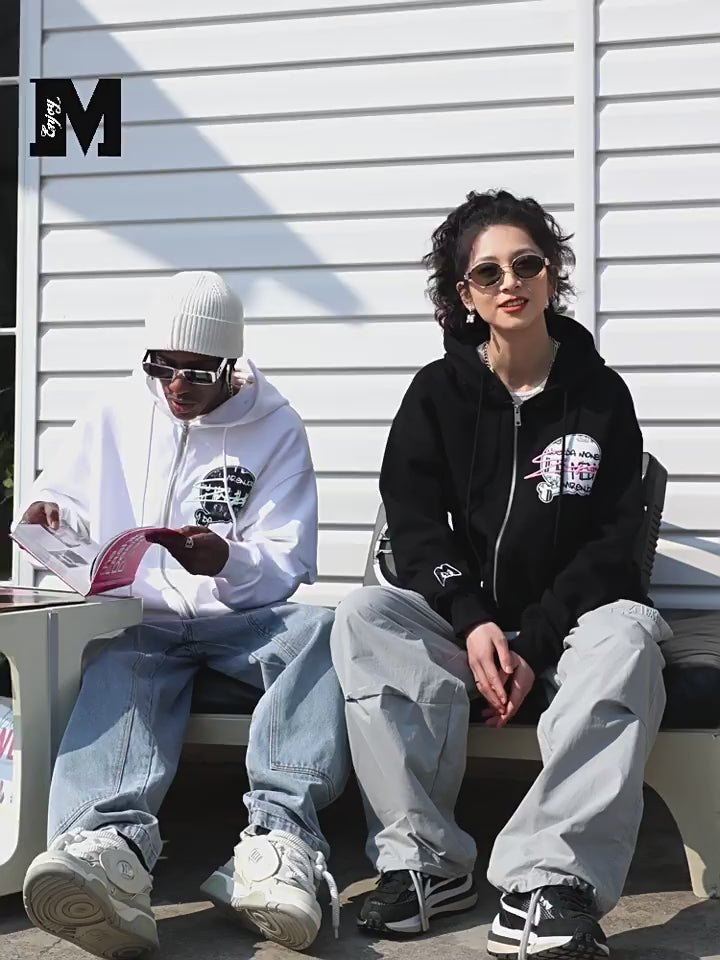 MEDM Skull Label Zipper Hoodie