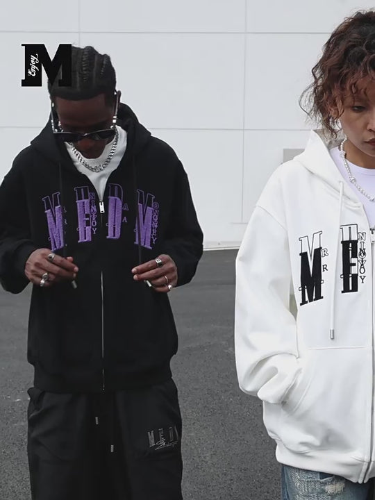 MEDM Basic Towel Embroidery Zipper Hoodie