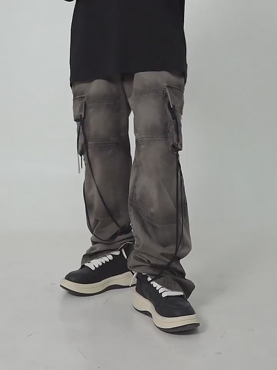 UNDERWATER Washed Multi Pocket Adjustable Cargo Work Pants
