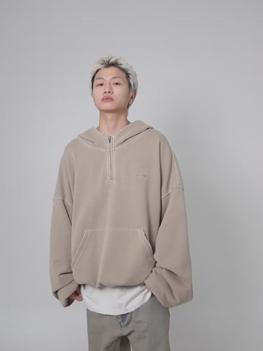 UNDERWATER Batik Elevated Half Zip Embroidery Hoodie