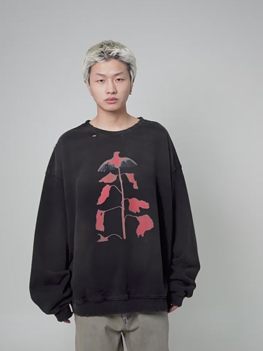 UNDERWATER Wormhole Destruction Alive Printed Faded Sweatshirt