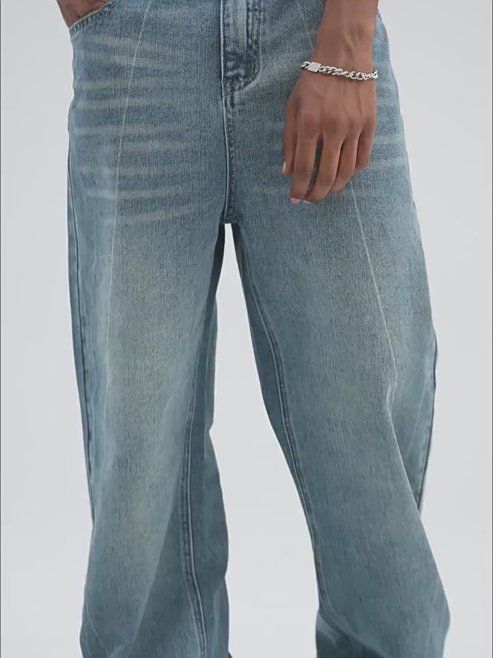 Harsh and Cruel Stitch Interception Washed Denim Pants