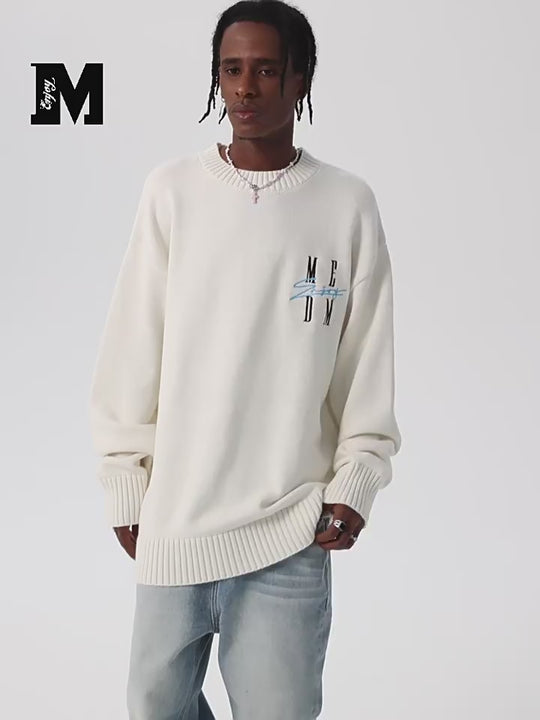 MEDM Basic Embroidery Logo Knit Sweater
