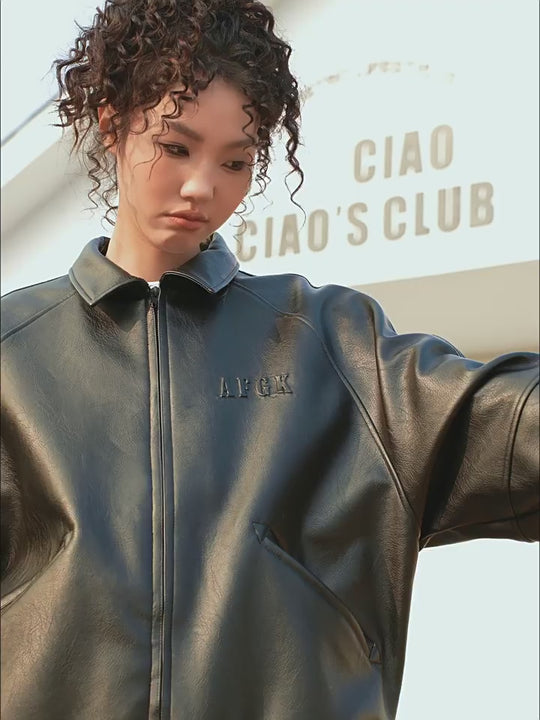 AFGK Angel Leather Varsity Jacket