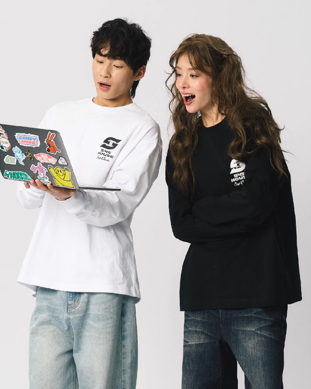S45 S-Label Basic Logo Printed Long-Sleeve Tee | Face 3 Face