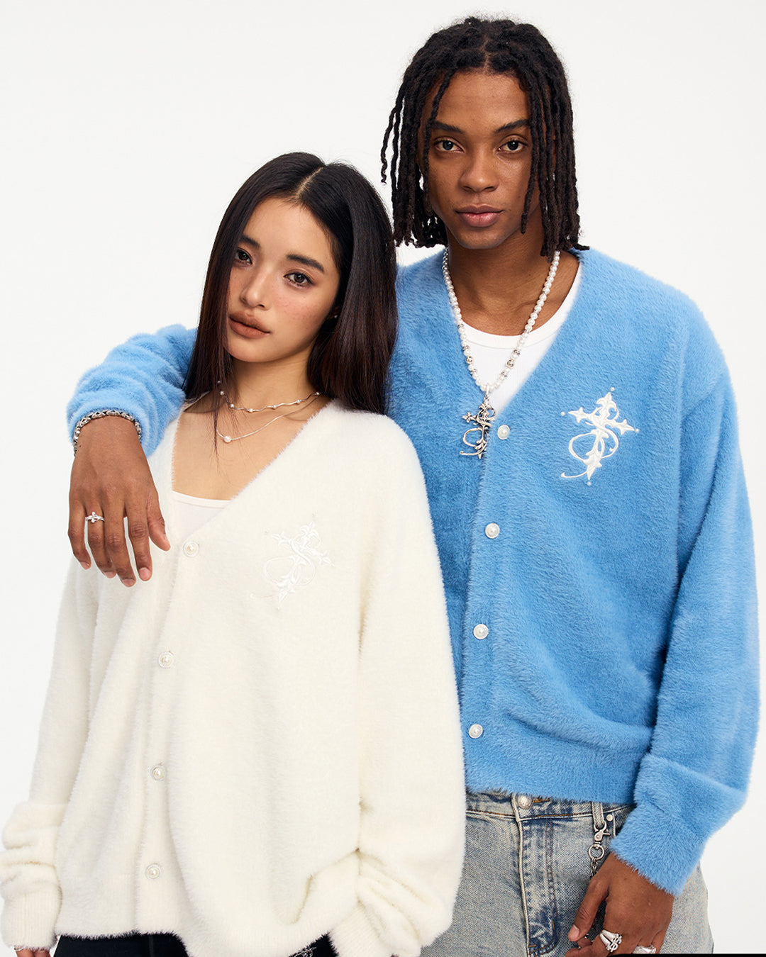 Small Town Kid Imitation Mink Pearl Button Knit Cardigan | Face 3 Face