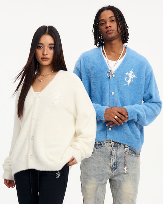 Small Town Kid Imitation Mink Pearl Button Knit Cardigan | Face 3 Face