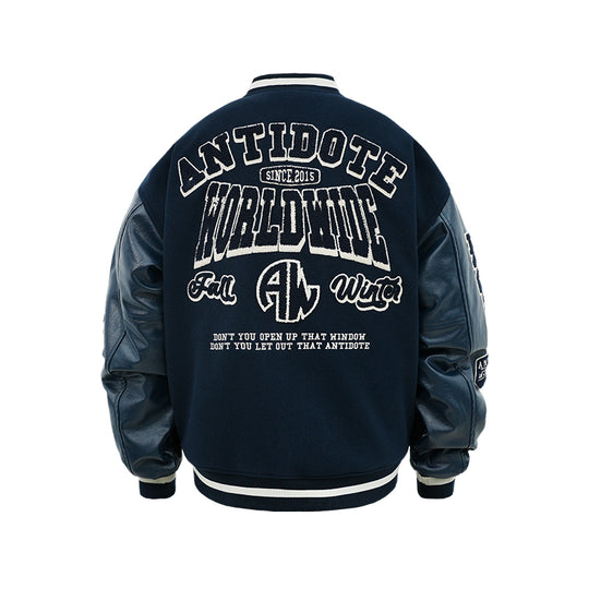 ANTIDOTE Multi Label Patchwork Baseball Jacket