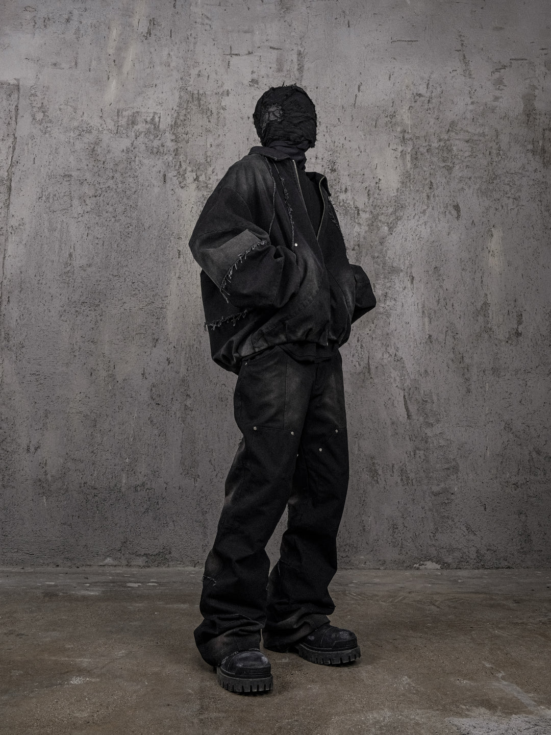 UNDERWATER Deconstructed Metal Rivets Canvas Cargo Work Pants