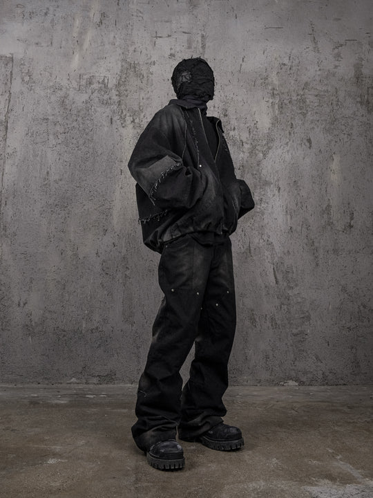 UNDERWATER Deconstructed Metal Rivets Canvas Cargo Work Pants