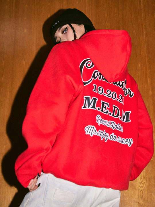 MEDM Letters Printed Logo Zipper Hoodie | Face 3 Face