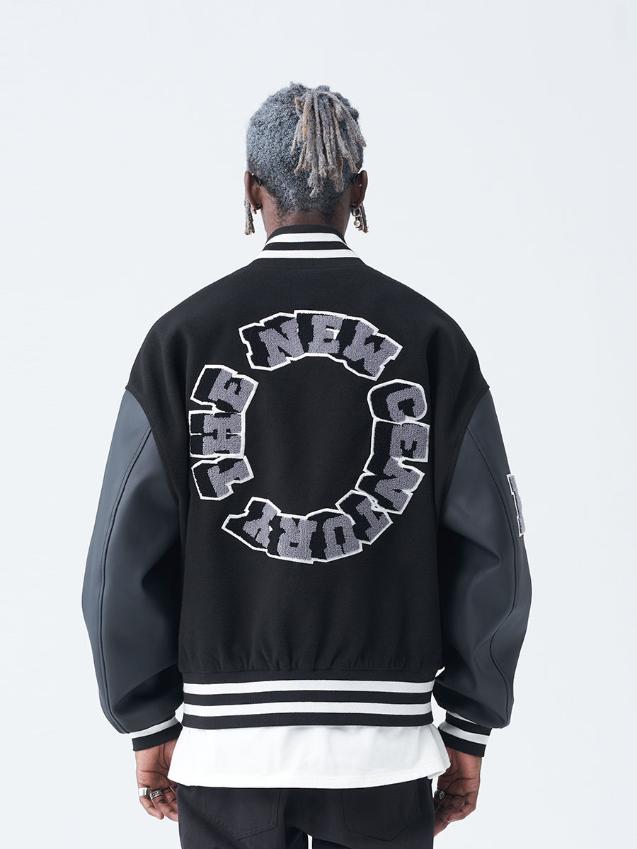 Harsh and Cruel 3D Ring Circular LOGO Embroidered Varsity Jacket | Face 3 Face