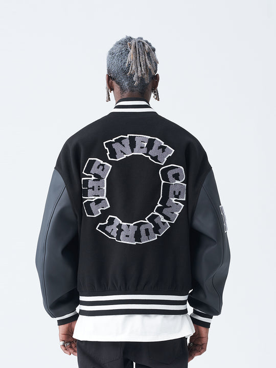 Harsh and Cruel 3D Ring Circular LOGO Embroidered Varsity Jacket | Face 3 Face