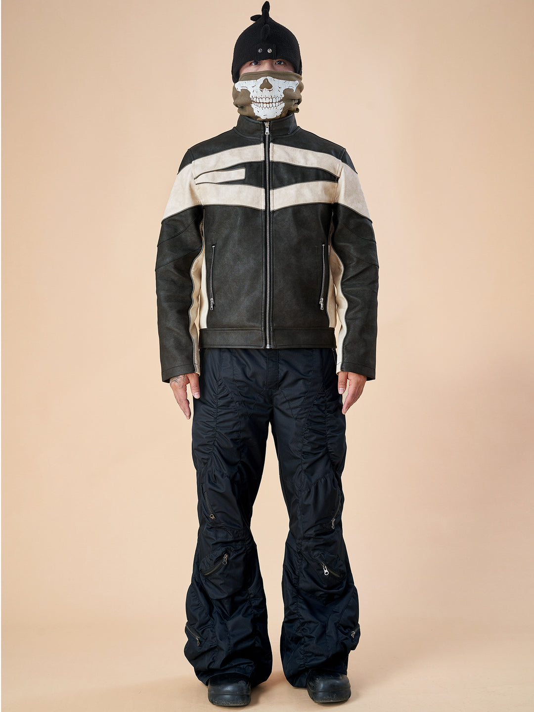 EVILKNIGHT(EK) Embroidery Biker Leather Jacket