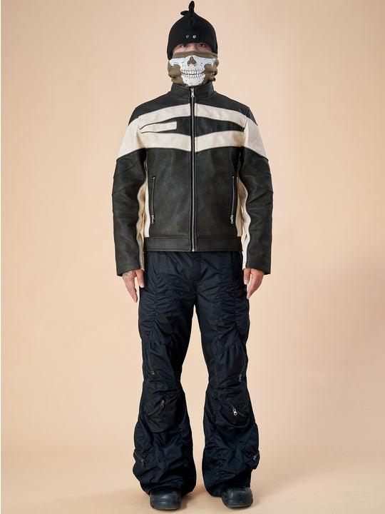 EVILKNIGHT(EK) Embroidery Biker Leather Jacket