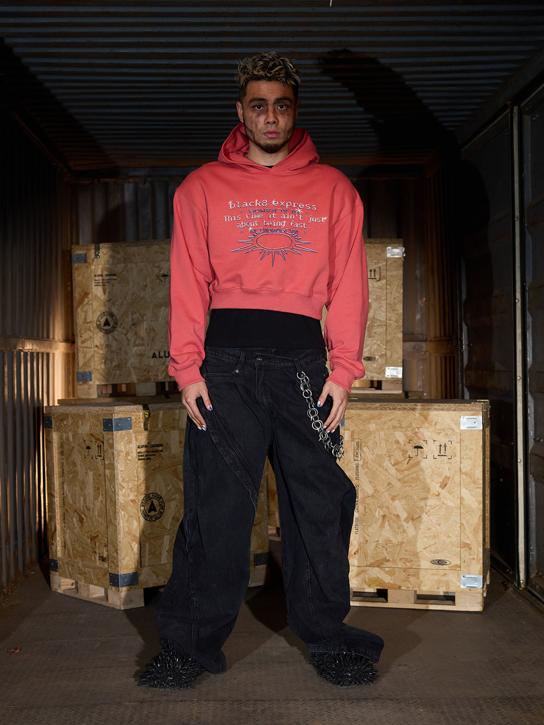 BLIND NO PLAN x BLACK8 Direct Print Short Hoodie