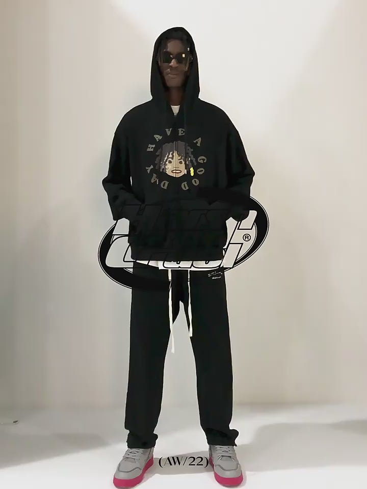 Harsh and Cruel Cartoon Face Zipper Hoodie