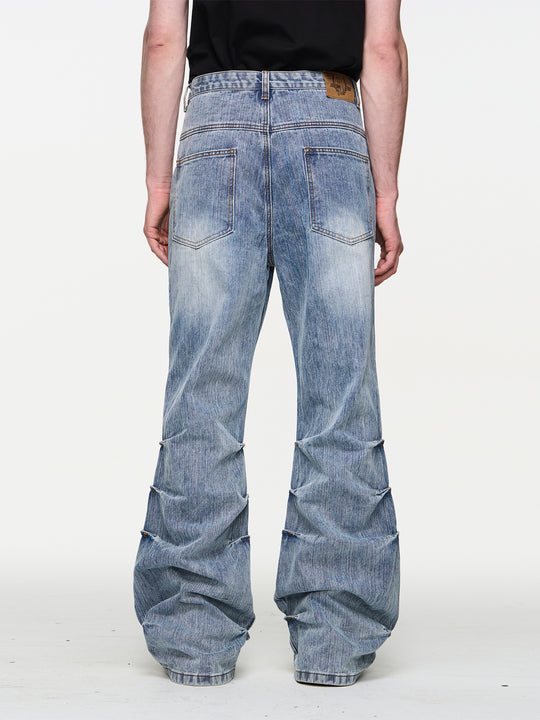 BLIND NO PLAN Washed Bamboo Pinch Pleat Denim Jeans