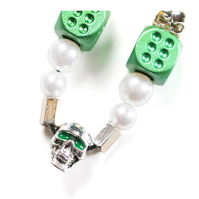 SALUTE *EVAE+ MOB Dice Skull Pearl Smiley Face Necklace | Face 3 Face