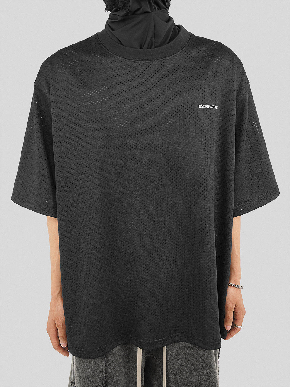 UNDERWATER Number 7 Cracked Aged Printed Mesh Jersey Tee